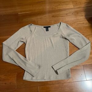 Forever 21 Ribbed Long Sleeve Cropped Top